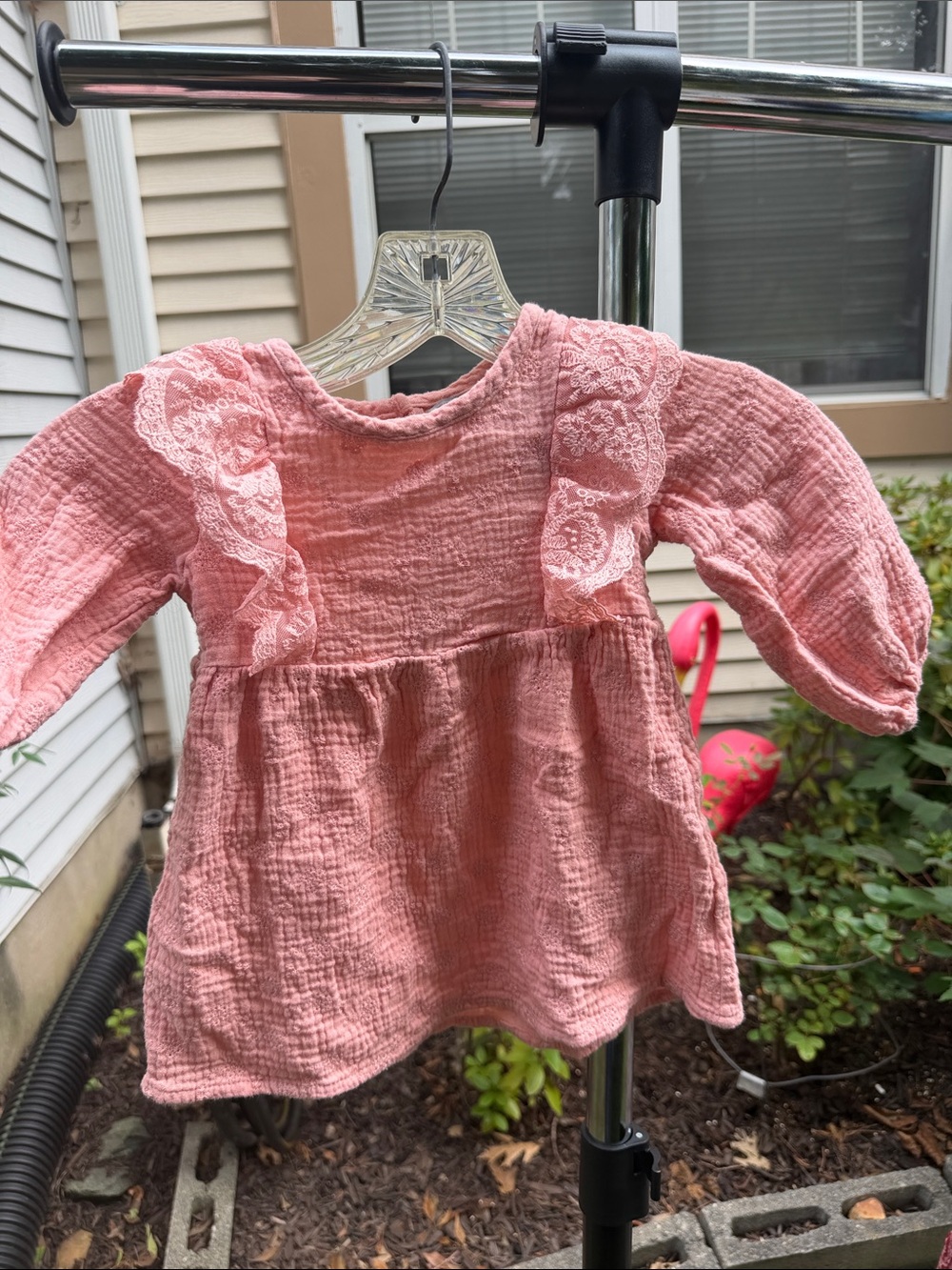 Pink Girls' Ruffled Long-Sleeve Top - Soft Gauze Knit